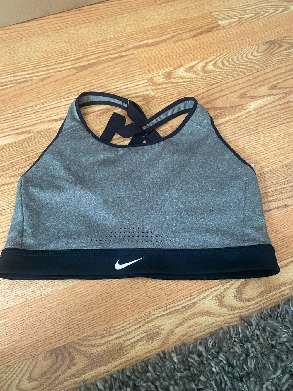 Nike Grey and Black High-Neck Sports Bra